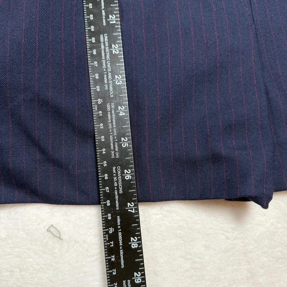 Vintage Pendleton Womens Size 16 Navy Red Pinstripe Wool Skirt Suit 2 Piece